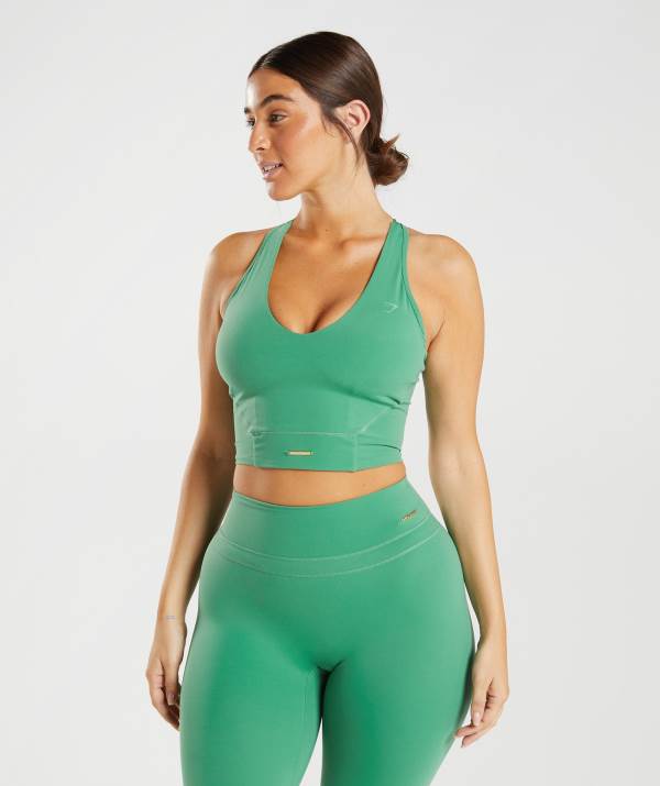 Gymshark Whitney Crop Ženske Majica Bez Rukava Zelene | SIKN-41930